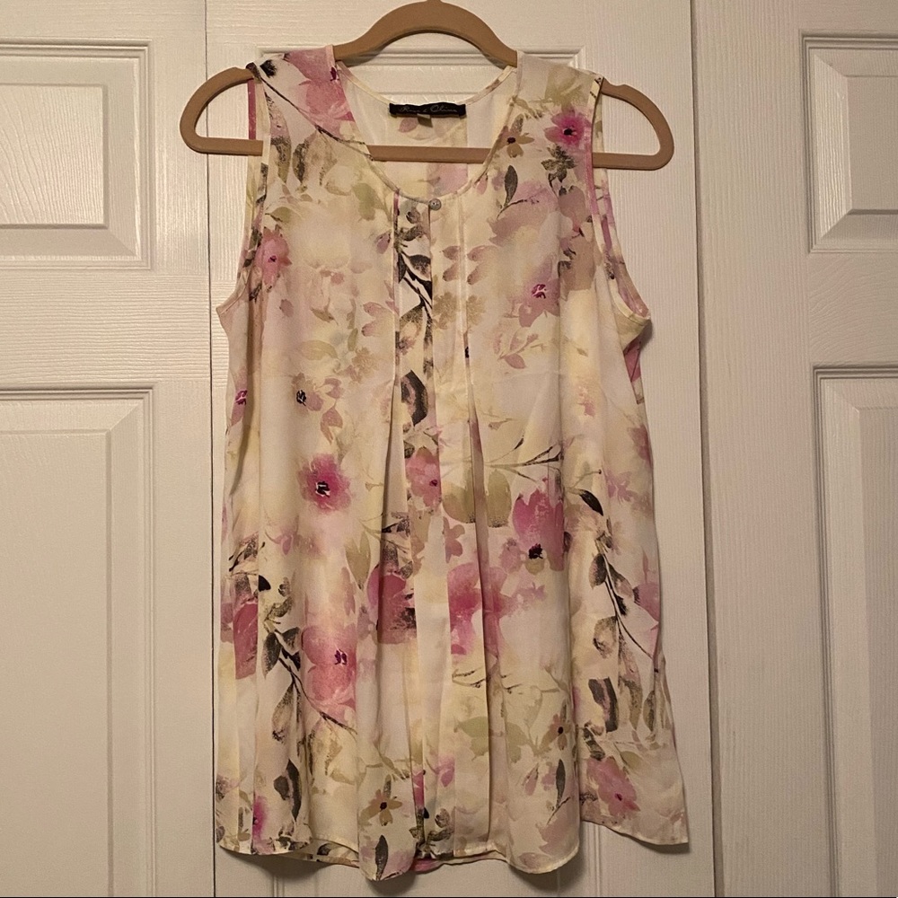 floral pleated tank top